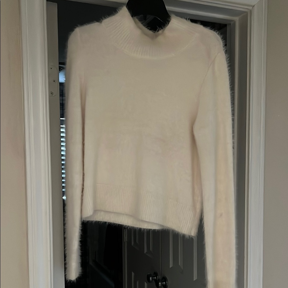 LOFT Cream Cowl Turtleneck Sweater Soft Texture